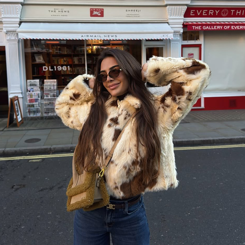 Women Streetwear Brand - Chic Street Girls Cow Print Fur