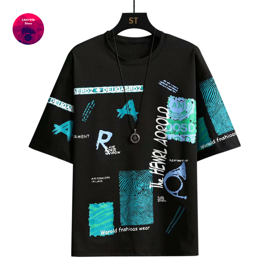 Streetwear Brand Japan - Men Harajuku Graphic Black Summer Short