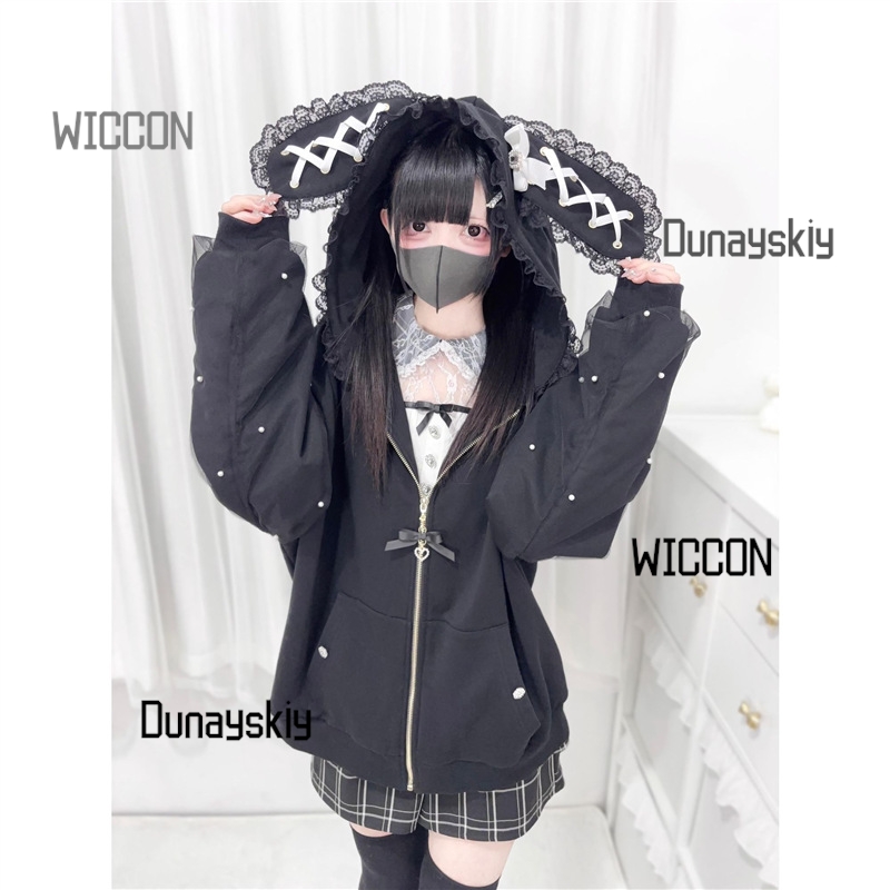 Jirai Kei Japanese Bunny Hoodi - Streetwear Brand Y2K recension och pris