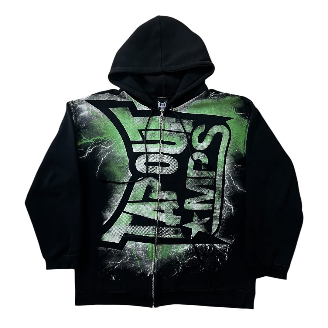 Vintage Green Tapout Print Zip - Streetwear Brand Y2K recension och pris